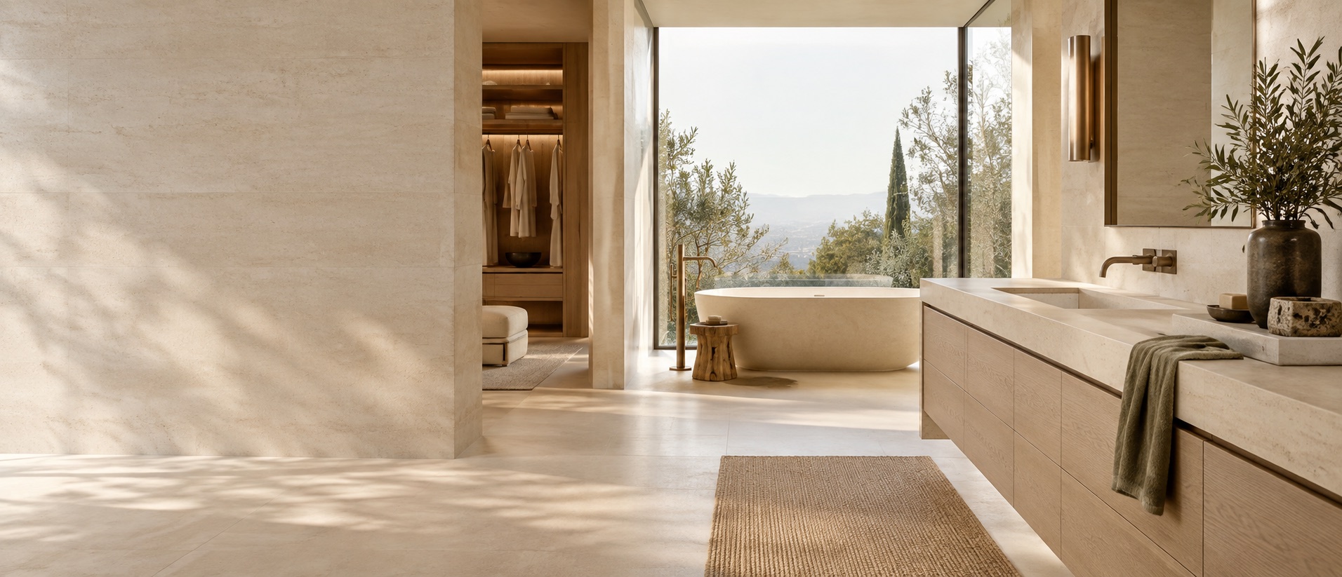 Contemporary villa bathroom and dressing space